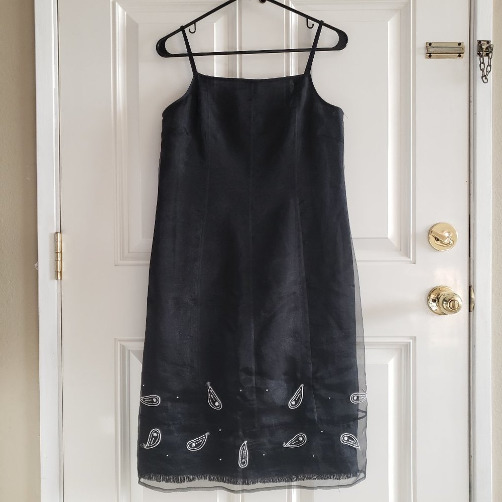 ARGENTI Spaghetti Strap Embroidered Midi dress SZ 8